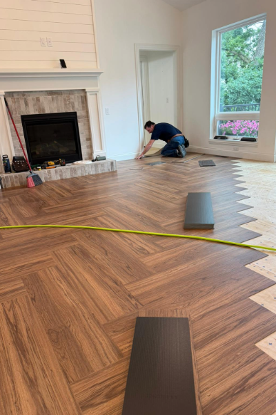 Flooring installation at residential location